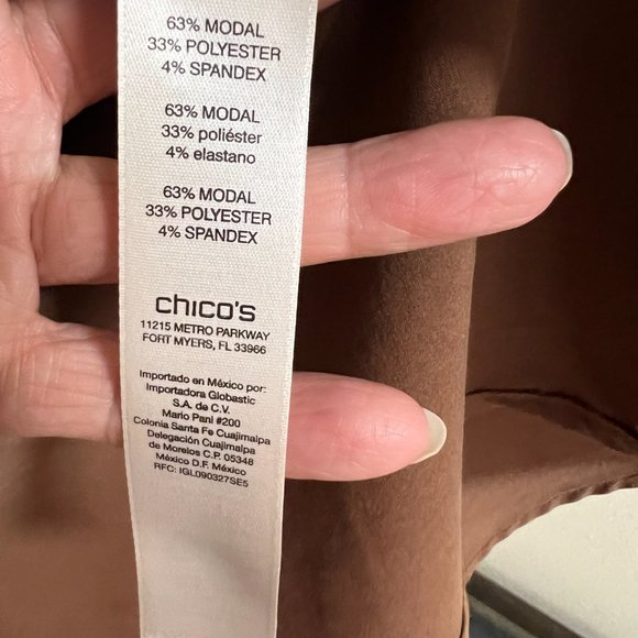 Chico's chocolate brown blouse size 2 (regular size 12) excellent, pre-owned - Picture 11 of 11